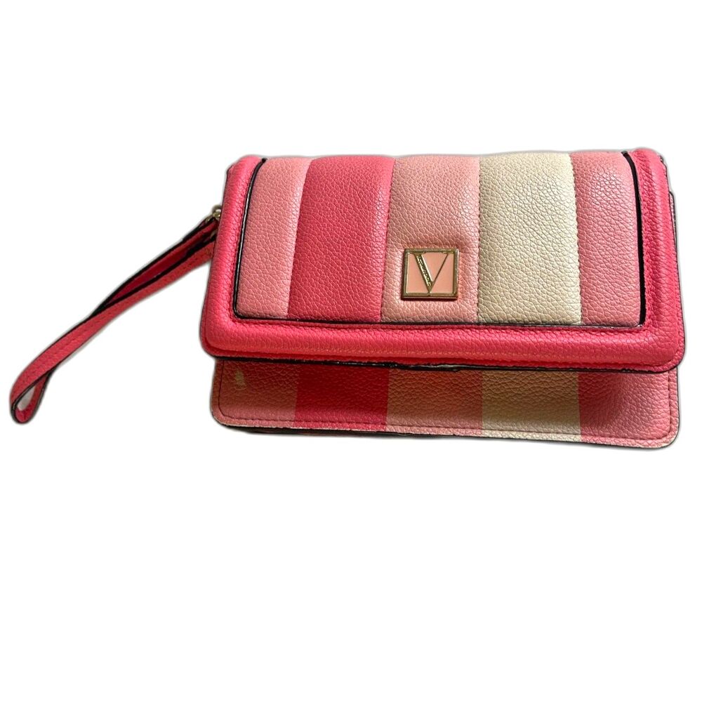 Vintage Victoria's Secret Pink Striped Quilted Wallet Clutch Y2K 2000s 90s 6.5x4